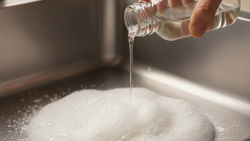 how to clean sink with baking soda and vinegar