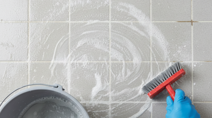 remove hard water stains bathroom floor