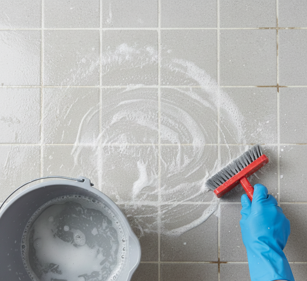 remove hard water stains bathroom floor