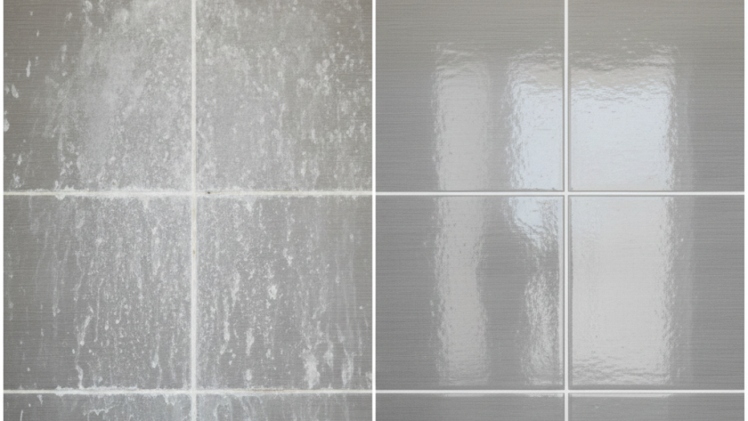 remove hard water stains shower tiles 2