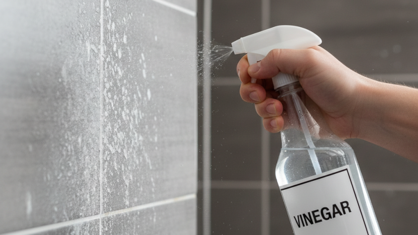 remove hard water stains shower vinegar