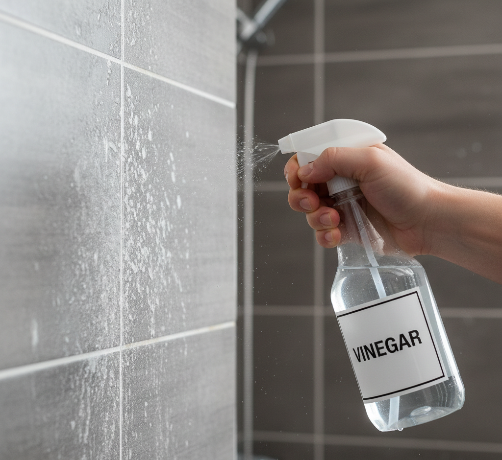 remove hard water stains shower vinegar
